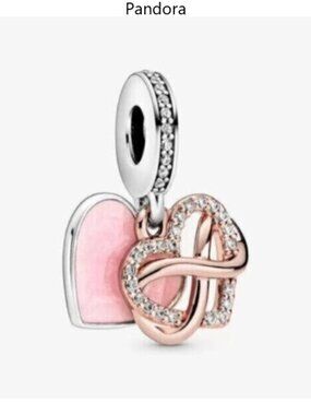 Pink and Rose Gold Heart Charm for Pandora Bracelets